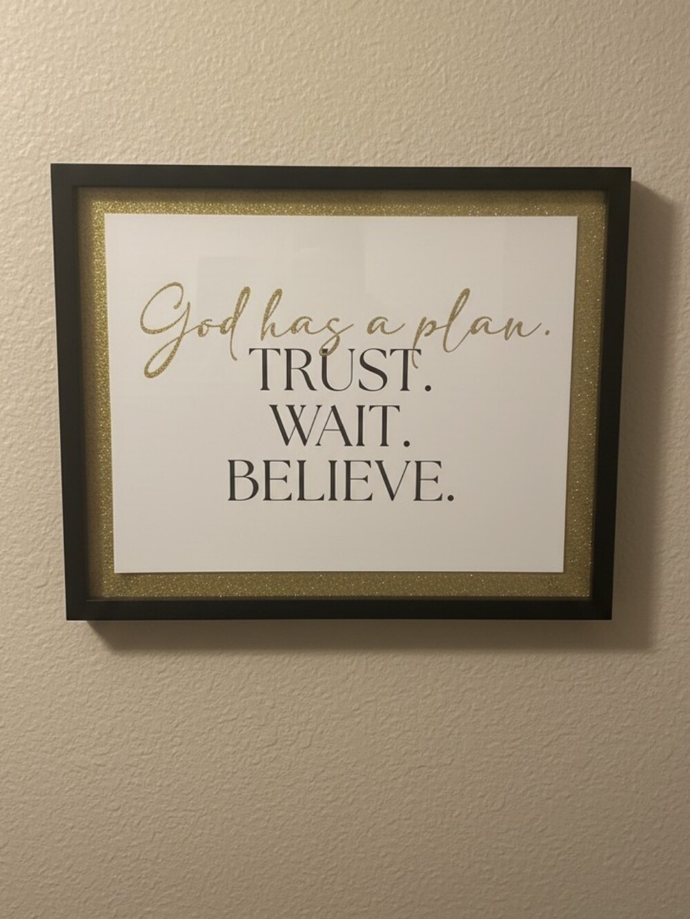God Has a Plan Framed Wall Art - Black & Gold - 20x17"